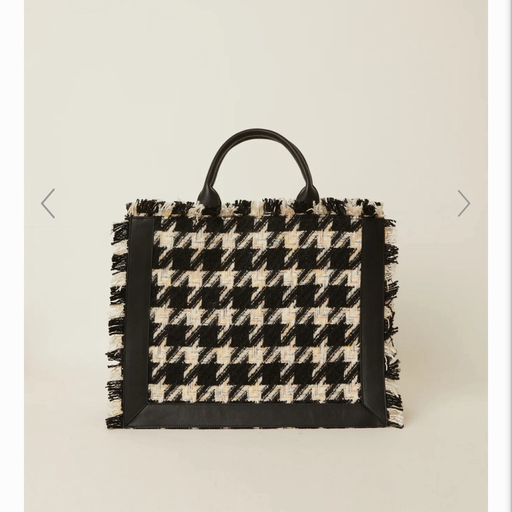 BTB Los Angeles Collette large tote in herringbone (Black) Brand New With Tag